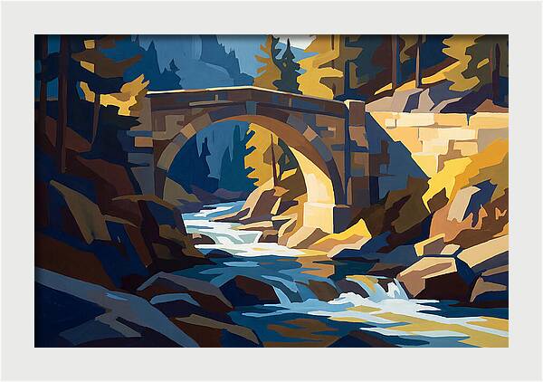 Stone Arch Bridge Over Rushing Mountain
