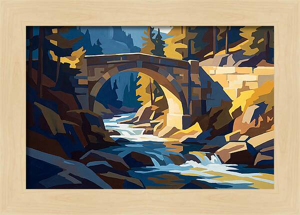Stone Arch Bridge Over Rushing Mountain