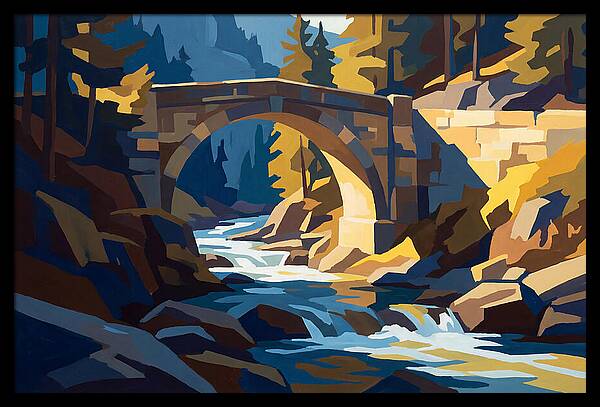 Stone Arch Bridge Over Rushing Mountain