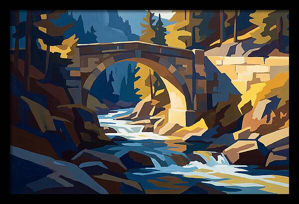 Stone Arch Bridge Over Rushing Mountain