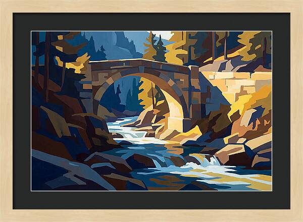 Stone Arch Bridge Over Rushing Mountain