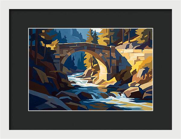 Stone Arch Bridge Over Rushing Mountain