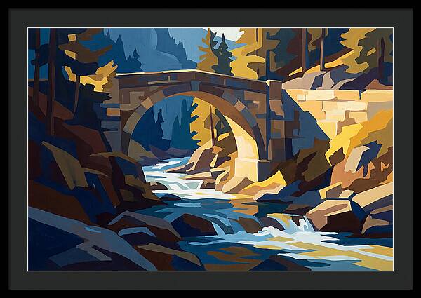 Stone Arch Bridge Over Rushing Mountain