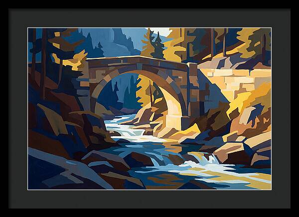Stone Arch Bridge Over Rushing Mountain