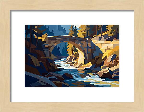 Stone Arch Bridge Over Rushing Mountain