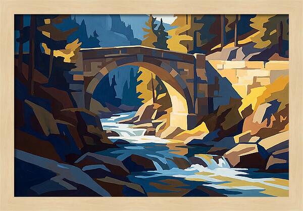 Stone Arch Bridge Over Rushing Mountain
