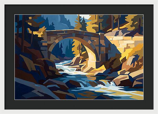 Stone Arch Bridge Over Rushing Mountain