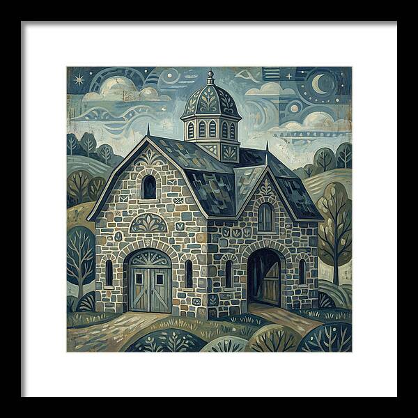 Stone Barn Under Starry Sky