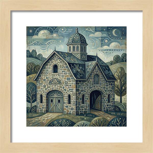 Stone Barn Under Starry Sky