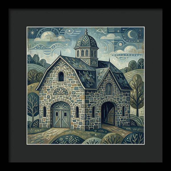 Stone Barn Under Starry Sky