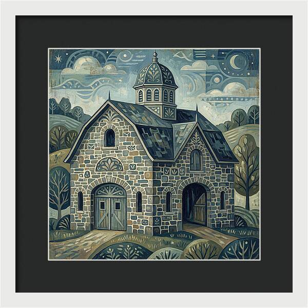 Stone Barn Under Starry Sky