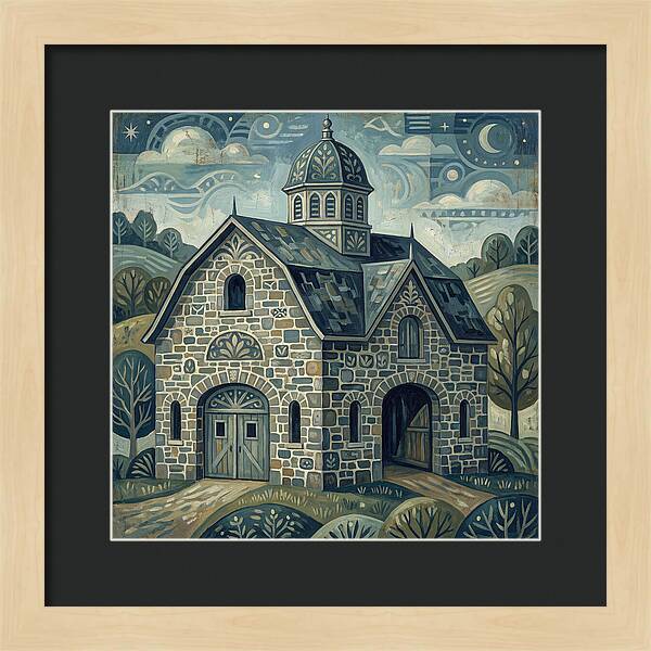 Stone Barn Under Starry Sky