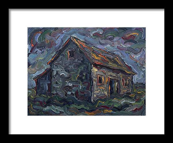 Stone Barn Under Stormy Skies