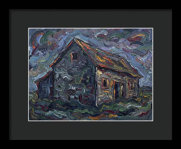 Stone Barn Under Stormy Skies