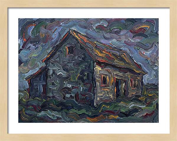 Stone Barn Under Stormy Skies