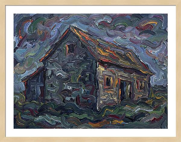 Stone Barn Under Stormy Skies