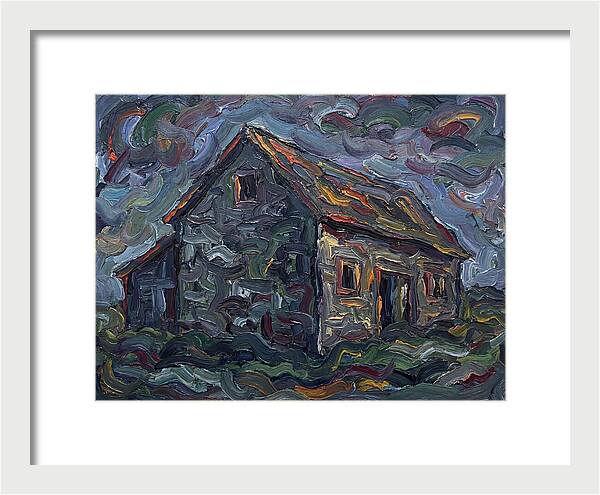 Stone Barn Under Stormy Skies