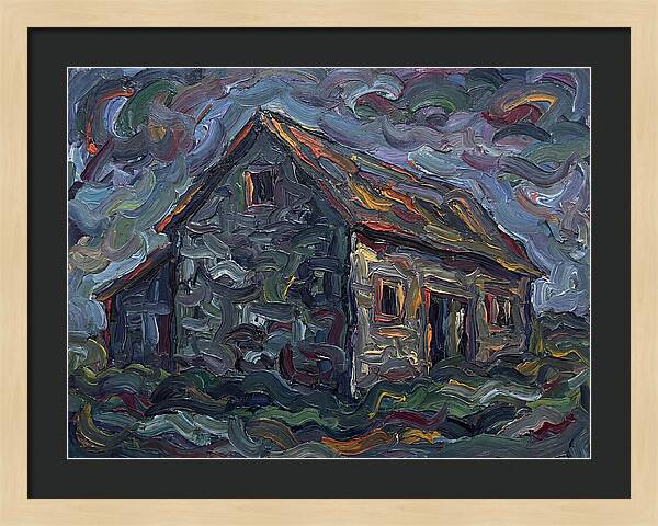 Stone Barn Under Stormy Skies