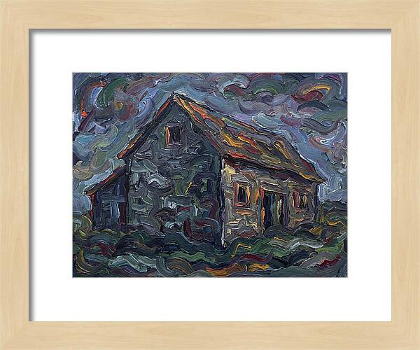Stone Barn Under Stormy Skies