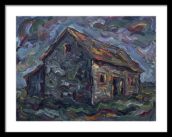 Stone Barn Under Stormy Skies
