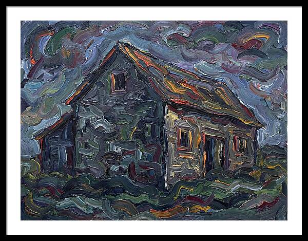 Stone Barn Under Stormy Skies