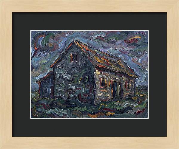 Stone Barn Under Stormy Skies
