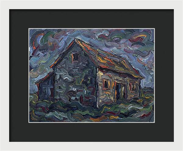 Stone Barn Under Stormy Skies