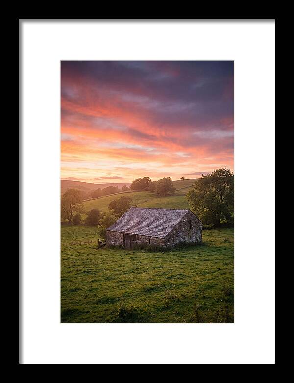 Stone Barn Under Vibrant Skies