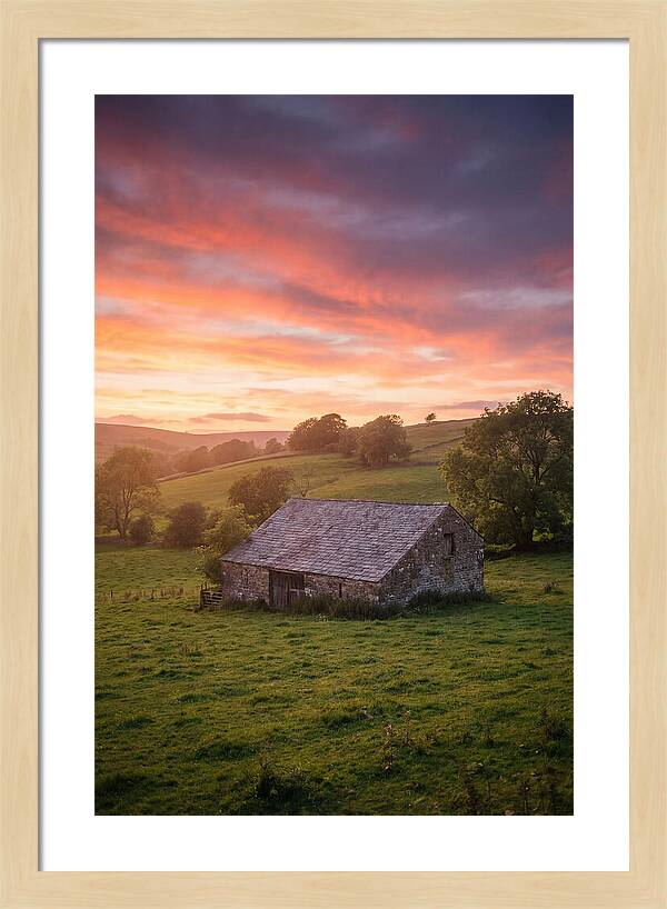 Stone Barn Under Vibrant Skies