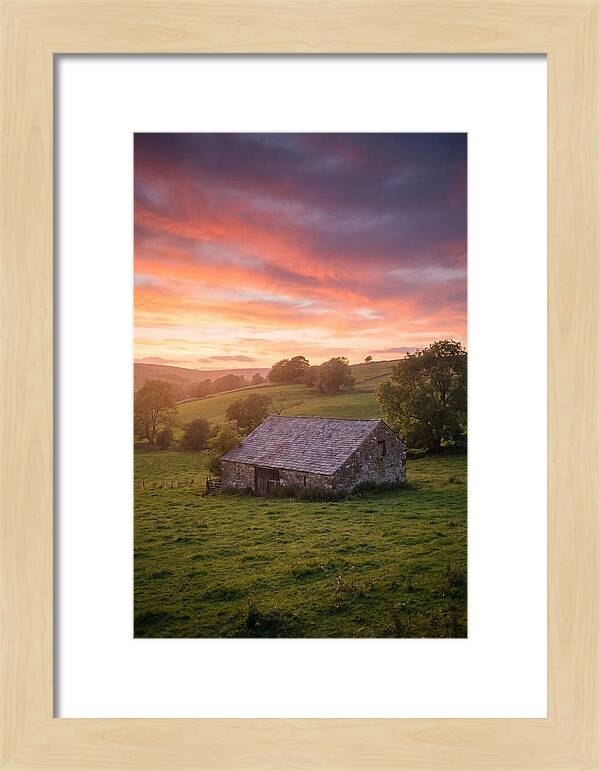 Stone Barn Under Vibrant Skies
