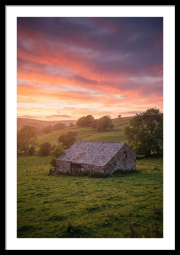 Stone Barn Under Vibrant Skies