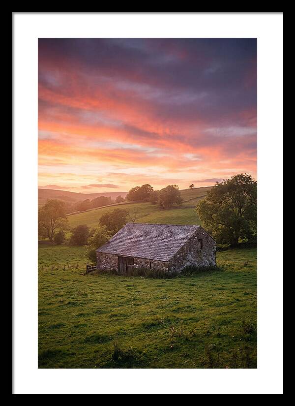 Stone Barn Under Vibrant Skies