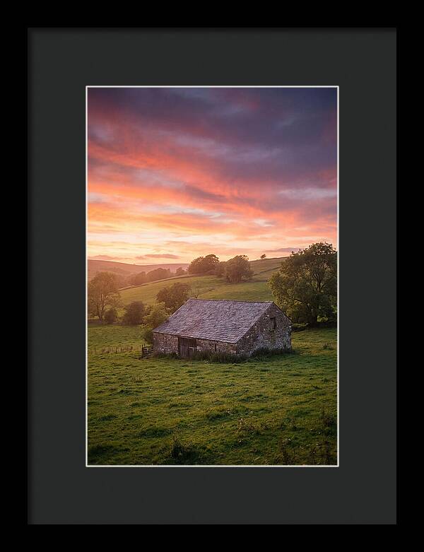 Stone Barn Under Vibrant Skies