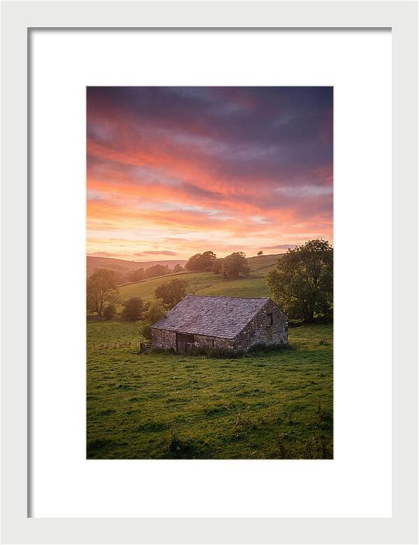 Stone Barn Under Vibrant Skies