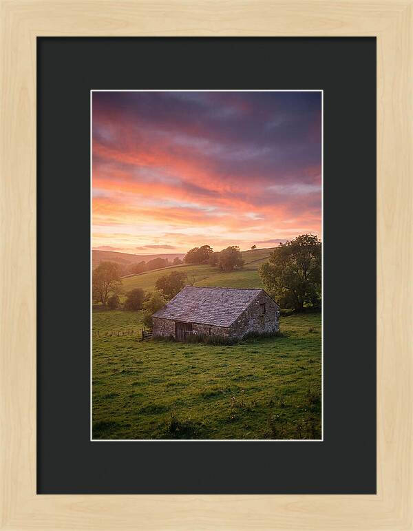 Stone Barn Under Vibrant Skies