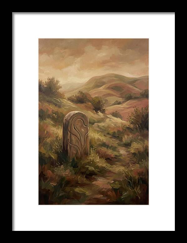 Stone Boundary Marker On Remote Hillside