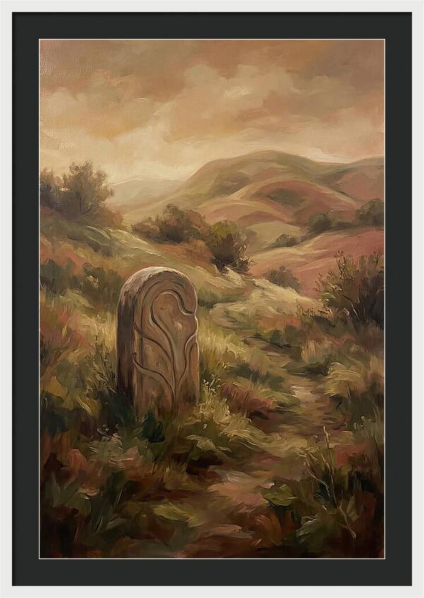 Stone Boundary Marker On Remote Hillside