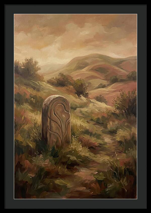 Stone Boundary Marker On Remote Hillside