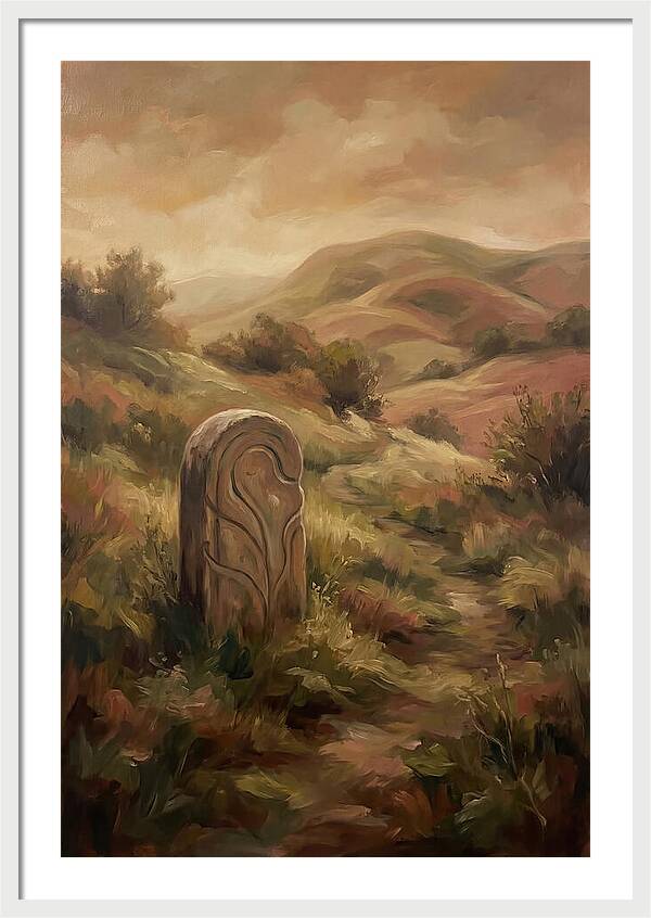 Stone Boundary Marker On Remote Hillside