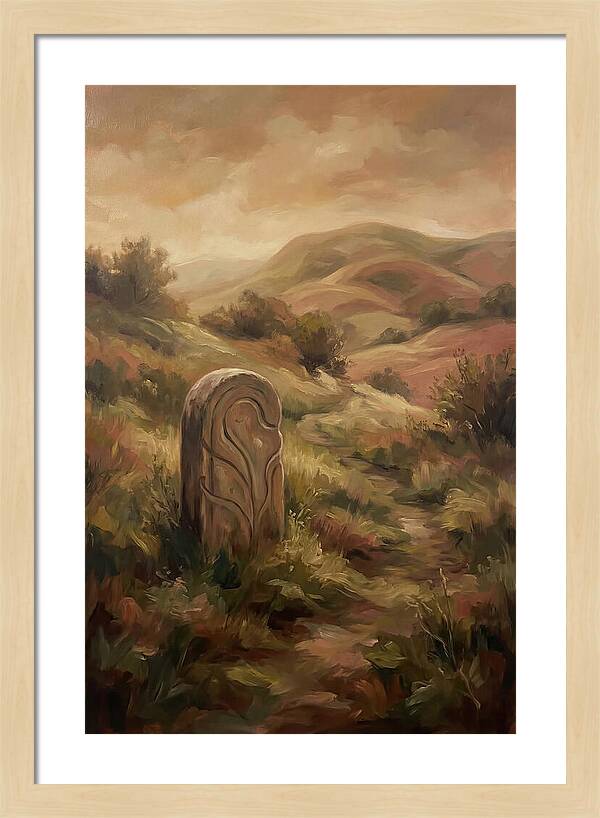 Stone Boundary Marker On Remote Hillside