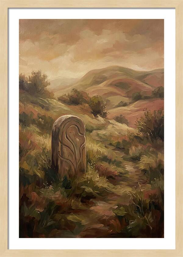Stone Boundary Marker On Remote Hillside