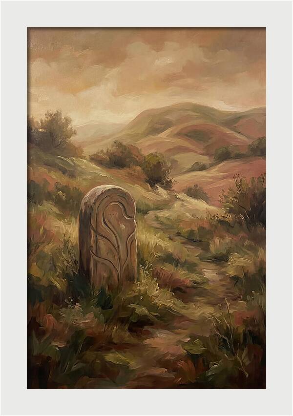 Stone Boundary Marker On Remote Hillside