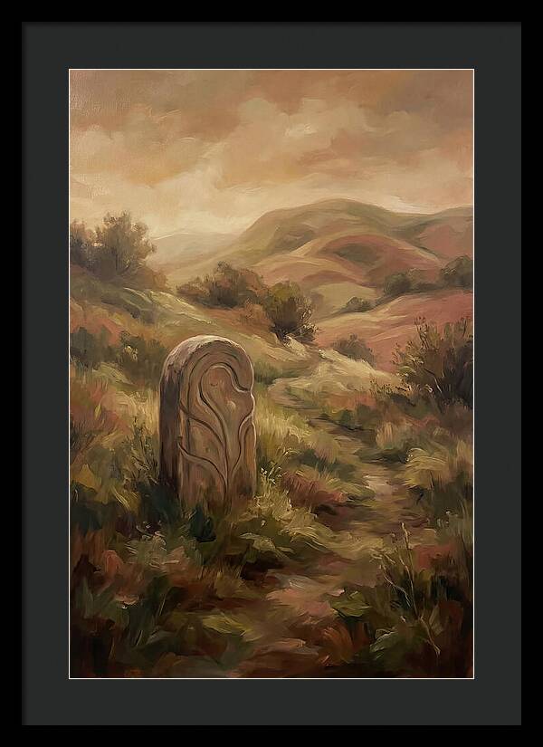 Stone Boundary Marker On Remote Hillside