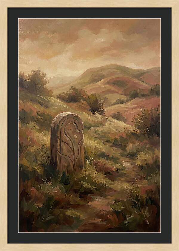 Stone Boundary Marker On Remote Hillside