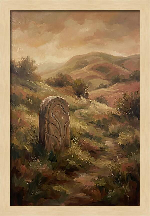 Stone Boundary Marker On Remote Hillside