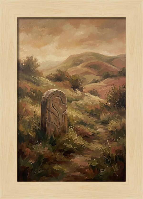 Stone Boundary Marker On Remote Hillside