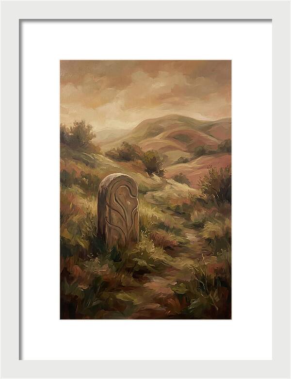 Stone Boundary Marker On Remote Hillside