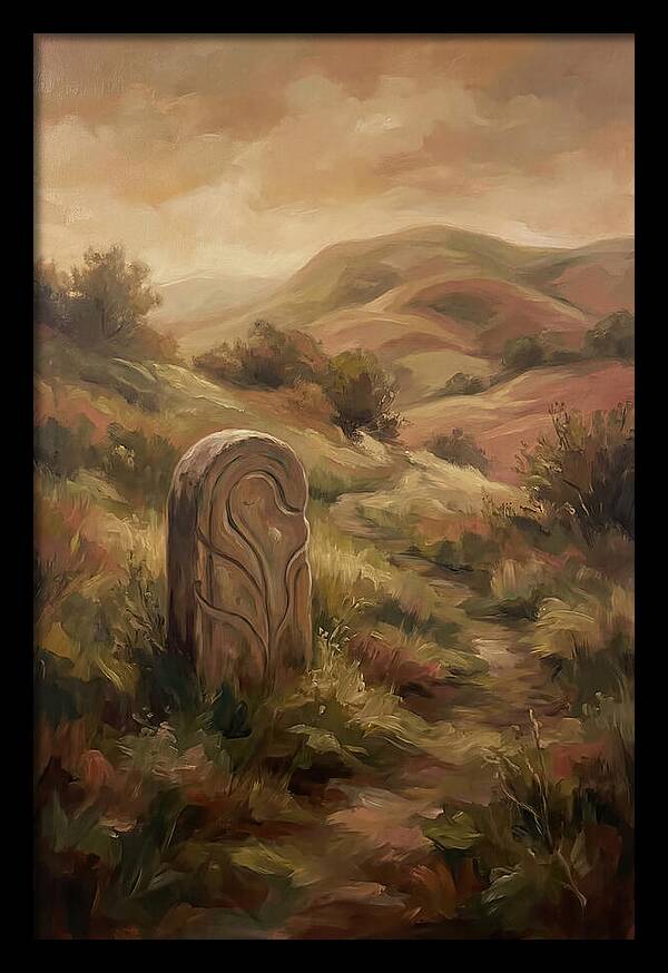 Stone Boundary Marker On Remote Hillside