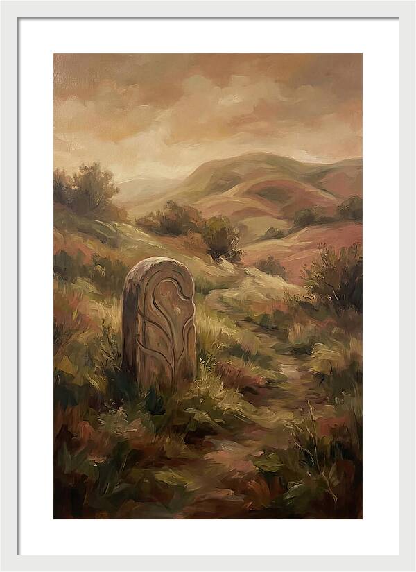 Stone Boundary Marker On Remote Hillside
