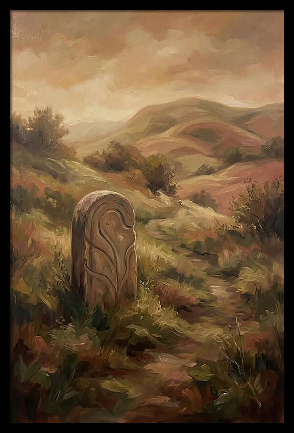 Stone Boundary Marker On Remote Hillside